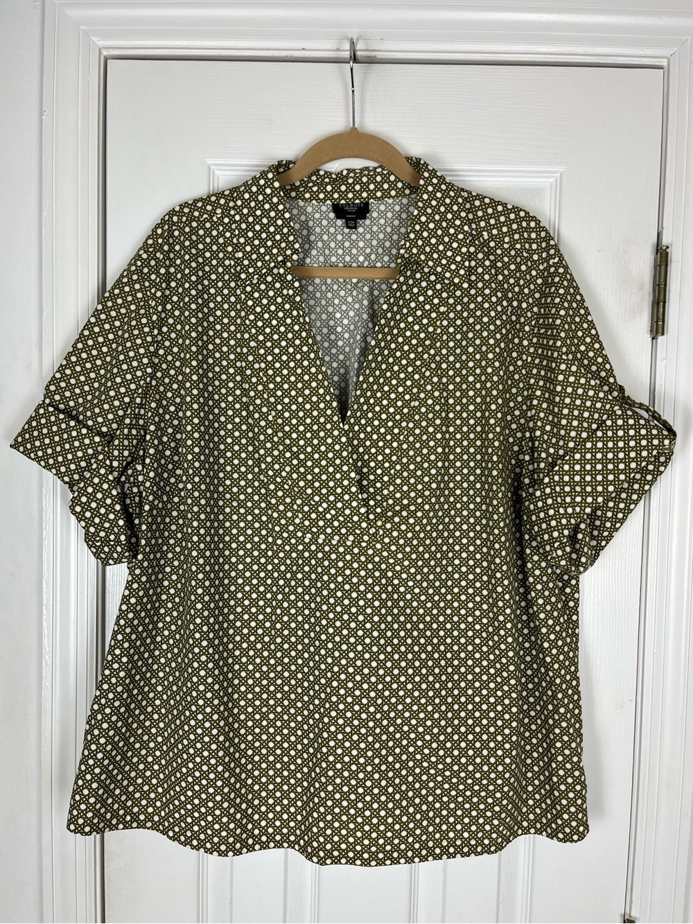 Talbots Woman Stretch Short Roll Tab Sleeve Cotton Shirt Sz 22W